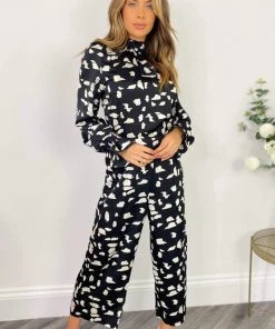 AX Paris Black Printed Long Sleeve Elasticated Neck Jumpsuit