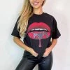 AX Paris Black Red Lips T-Shirt
