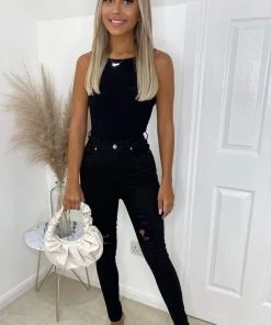 AX Paris Black Ripped Skinny Jeans