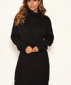 AX Paris Black Roll Neck Knit Jumper Dress