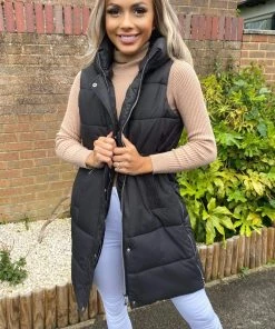 AX Paris Black Side Zip Hooded Gilet