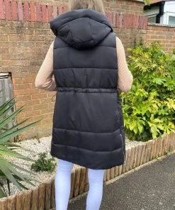 AX Paris Black Side Zip Hooded Gilet