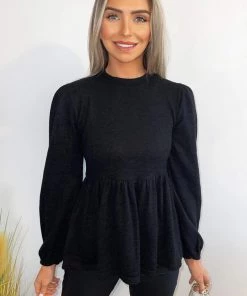 AX Paris Black Soft Touch Peplum Top