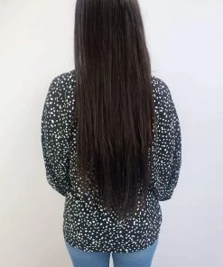 AX Paris Black Spotty High Neck Wide Sleeve Top Tops