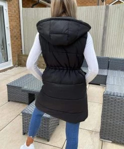 AX Paris Black Square Pocket Hooded Gilet 10 AX Paris Black Square Pocket Hooded Gilet