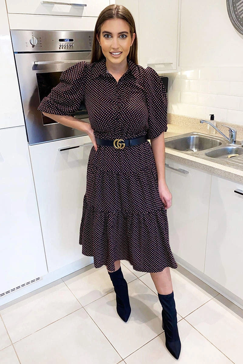 AX Paris Black Square Printed Button Up Swing Dress Dresses 1 AX Paris Black Square Printed Button Up Swing Dress Dresses