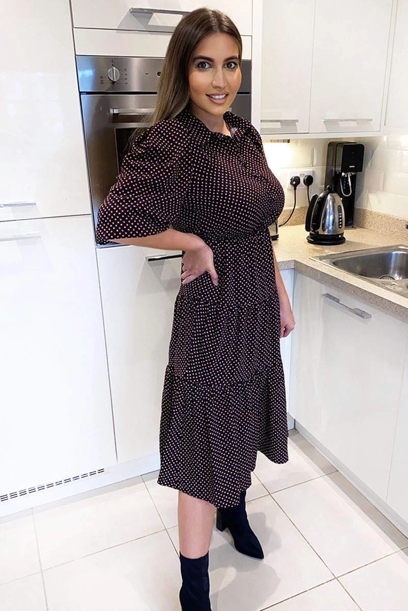 AX Paris Black Square Printed Button Up Swing Dress Dresses 4 AX Paris Black Square Printed Button Up Swing Dress Dresses