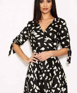 AX Paris Dresses Black Wrap Around Print Maxi Dress