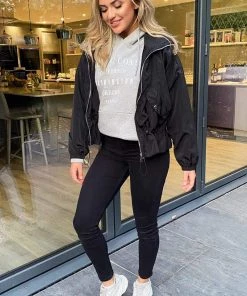 AX Paris Black Zip Up Bomber Jacket Coats & Jackets