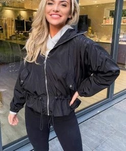 AX Paris Black Zip Up Bomber Jacket Coats & Jackets