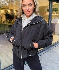 AX Paris Black Zip Up Bomber Jacket Coats & Jackets