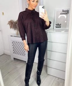 AX Paris Black And Red Printed Button Up Shirt Tops