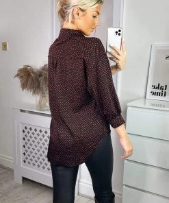 AX Paris Black And Red Printed Button Up Shirt Tops