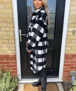 AX Paris Black And White Checked Oversized Jacket