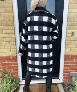 AX Paris Black And White Checked Oversized Jacket