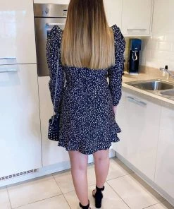 AX Paris Black Printed Puff Sleeve Skater Dress Dresses