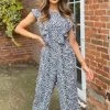 AX Paris Blue Printed Frill Front Jumpsuit Jumpsuits And Playsuits