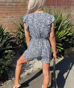 AX Paris Jumpsuits And Playsuits Blue Printed Wrap Tie Waist Playsuit 13 AX Paris Jumpsuits And Playsuits Blue Printed Wrap Tie Waist Playsuit