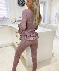 AX Paris Loungewear Blush Double Frill Lounge Set