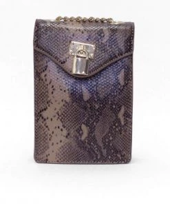 AX Paris Brown Faux Snake Lock Rectangle Bag