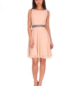 AX Paris Dresses Champagne Sequin Skater Dress