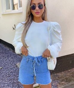 AX Paris Cream Puff Sleeve Loose Fit Top