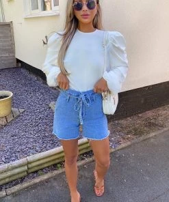 AX Paris Cream Puff Sleeve Loose Fit Top