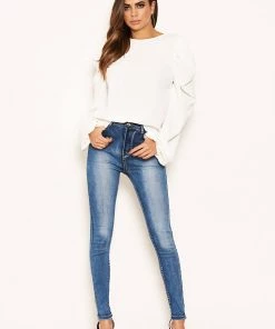 AX Paris Cream Puff Sleeve Loose Fit Top