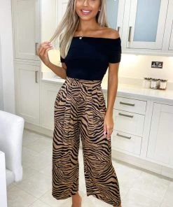 AX Paris Camel 2 In 1 Animal Print Jumpsuit