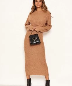 AX Paris Camel Cropped Knitted Jumper