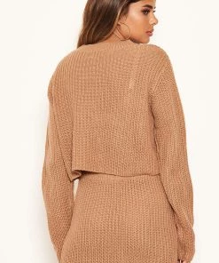 AX Paris Camel Cropped Knitted Jumper 8 AX Paris Camel Cropped Knitted Jumper