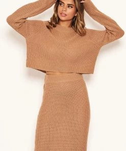 AX Paris Camel Cropped Knitted Jumper 9 AX Paris Camel Cropped Knitted Jumper