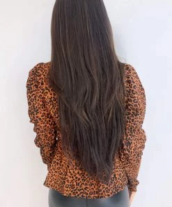 AX Paris Camel Leopard Print Peplum Top Tops
