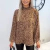 AX Paris Camel Spot Print High Neck Top