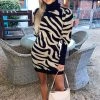 AX Paris Dresses Camel Zebra Print Puff Sleeve Knitted Dress