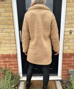 AX Paris Coats & Jackets Caramel Teddy Faux Fur Coat With Collar