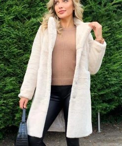 AX Paris Cream Long Faux Fur Coat Coats & Jackets