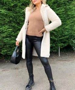 AX Paris Cream Long Faux Fur Coat Coats & Jackets