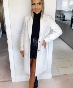 AX Paris Cream Long Teddy Coat