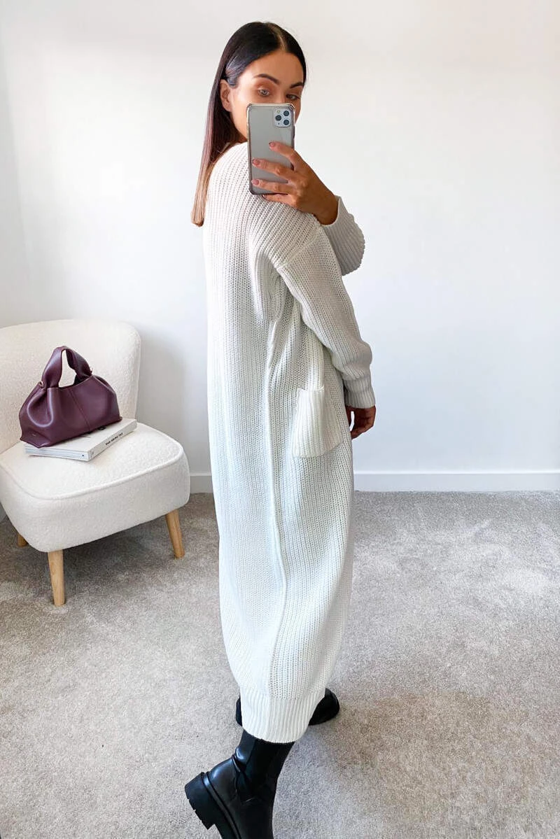 AX Paris Loungewear Cream Longline Knitted Cardigan 4 AX Paris Loungewear Cream Longline Knitted Cardigan