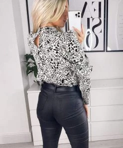 AX Paris Cream Multi Print Puff Sleeve Cuff Top