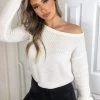 AX Paris Loungewear Cream Off The Shoulder Knitted Jumper