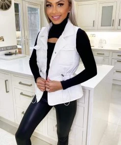 AX Paris Coats & Jackets Cream Puffer Gilet