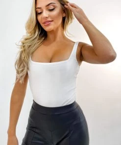 AX Paris Tops Cream Square Neck Basic Bodysuit