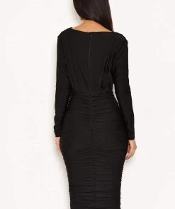 AX Paris Dresses Black Ruched Wrap Dress