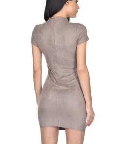 AX Paris Dresses Mocha Faux Suede Mini Dress