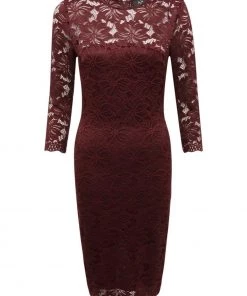 AX Paris Wine Midi Bodycon Dress With Lace Detail 10 AX Paris Wine Midi Bodycon Dress With Lace Detail