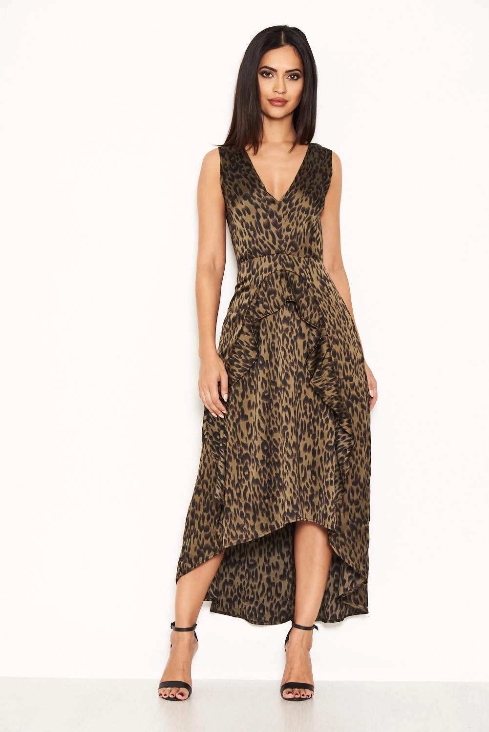 AX Paris Khaki Animal Print Maxi Dress Dresses 2 AX Paris Khaki Animal Print Maxi Dress Dresses