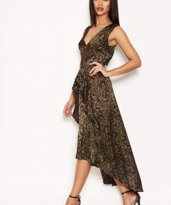 AX Paris Khaki Animal Print Maxi Dress Dresses 9 AX Paris Khaki Animal Print Maxi Dress Dresses
