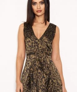 AX Paris Khaki Animal Print Maxi Dress Dresses 10 AX Paris Khaki Animal Print Maxi Dress Dresses